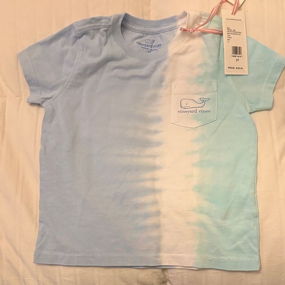 Vineyard Vines Kids Tie-Dye Short Sleeve Tee - Light Blue & White